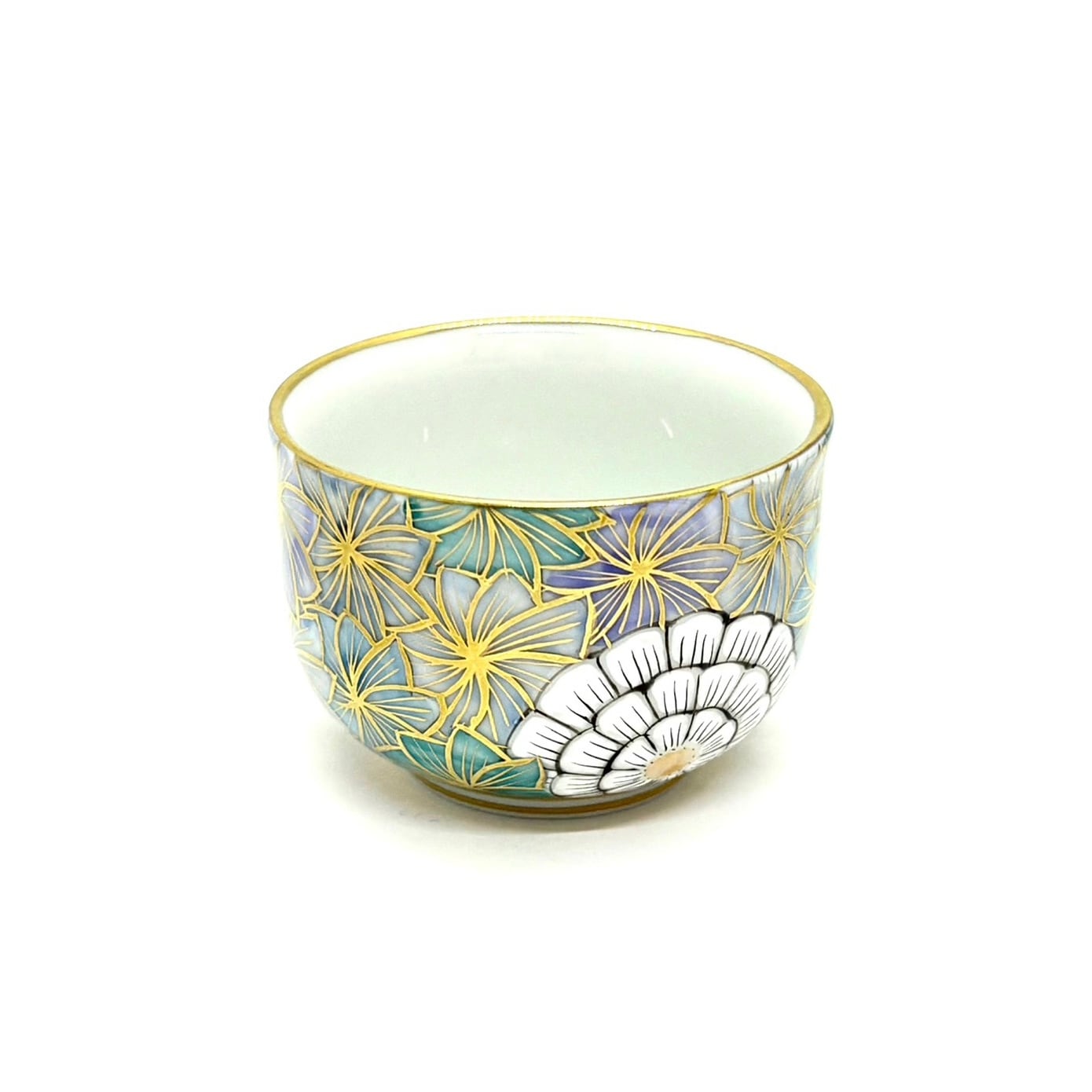 Ochoko – Whirling Blossom Pattern (Oborohanairo / Hazy Floral Blue)