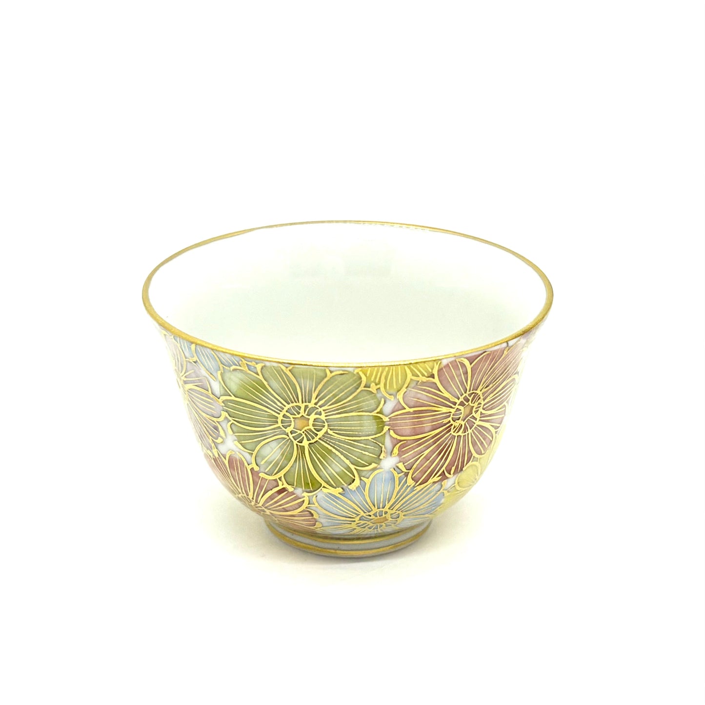 Ochoko – “Hanaguruma” Floral Wheel Pattern (Toyosaishiki)