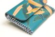 Hand-Painted Yuzen Leather Card Holder — Sasa (Blue)
