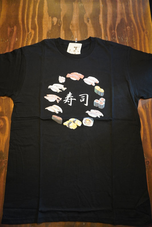 Black T-Shirt – Sushi Delight Design 🍣