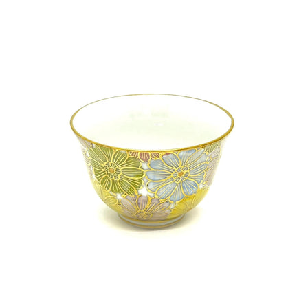 Ochoko – “Hanaguruma” Floral Wheel Pattern (Toyosaishiki)